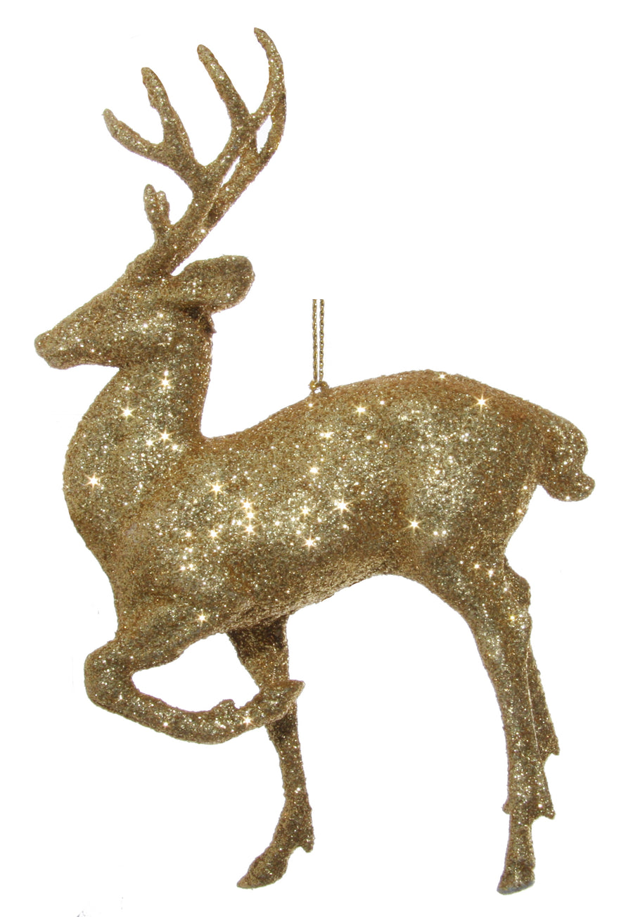 Julekule - Glitter deer gold 18cm