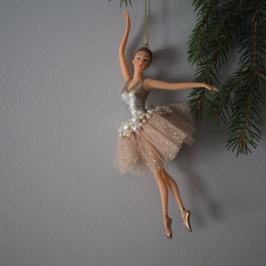 Julekule - Ballerina ornament beige mix2 19cm nr1