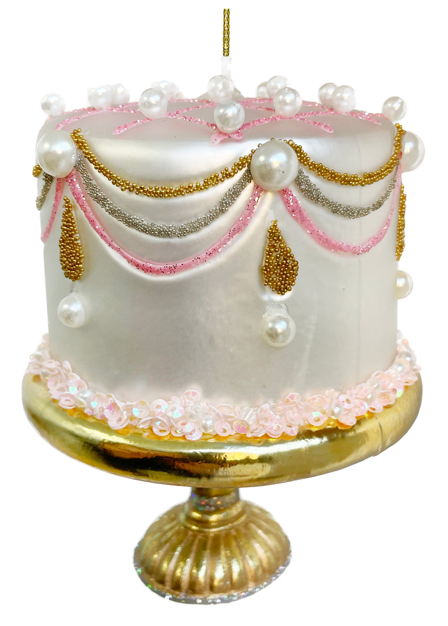 Julekule - Glass cake ornament mat white 11cm