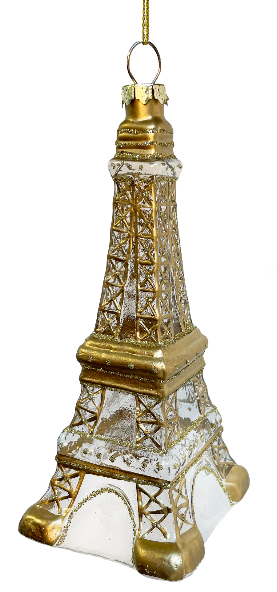 Julekule - Glass Eifel tower clear gold 14cm