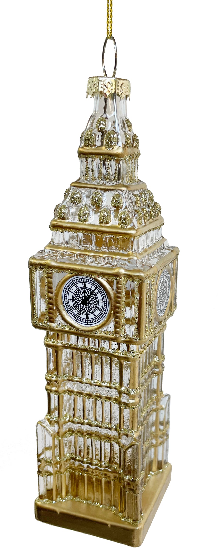 Julekule - Glass Big Ben ornament clear gold 14,5 cm