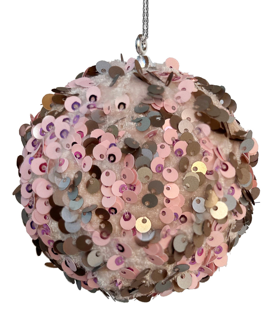 Julekule - Sequin ball pink ,grey 8cm