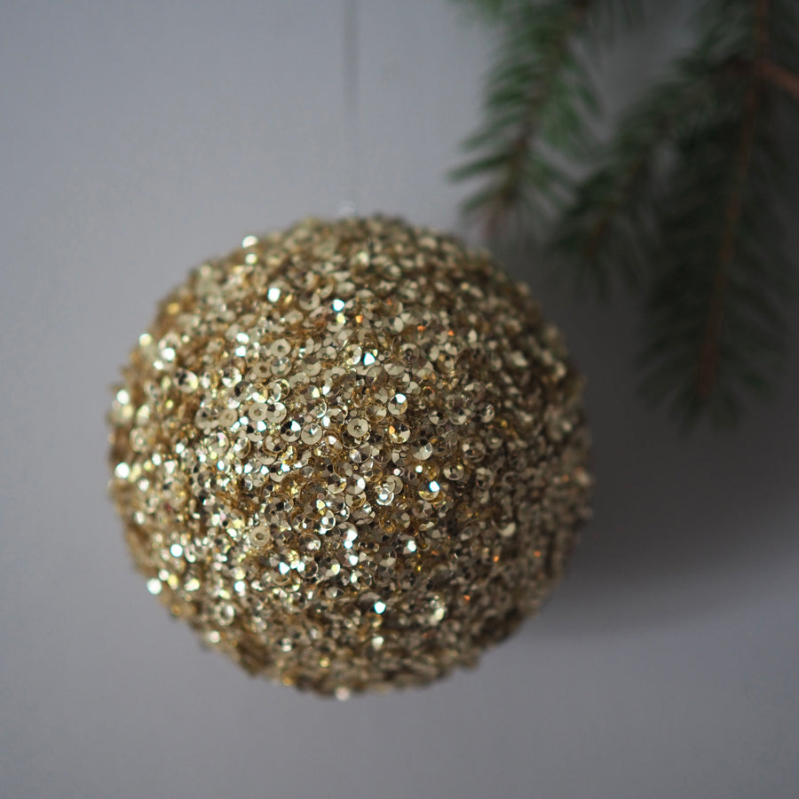 Julekule - Glitter sequin ball gold 8cm