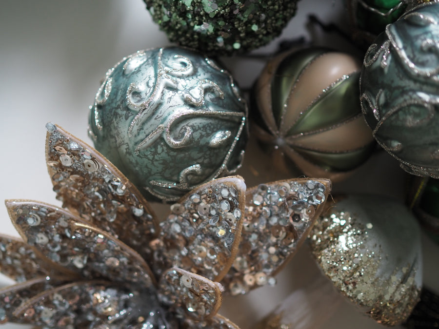 Julekule - Glassball Grønnglitter D8cm