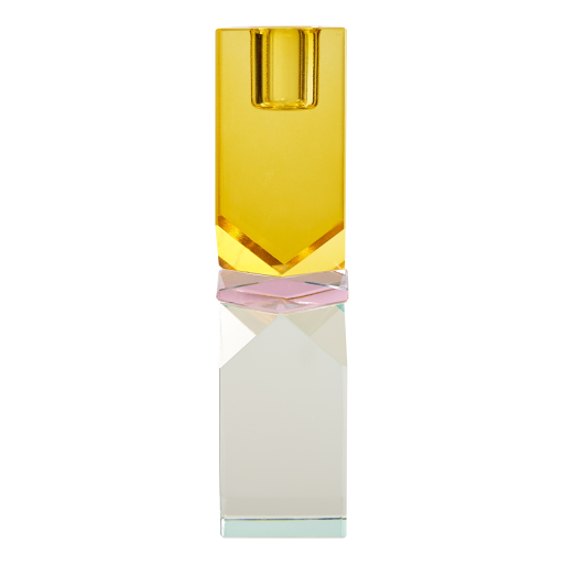 Cleo Krystall Lysestake Yellow/Pink/Mint H16*4cm
