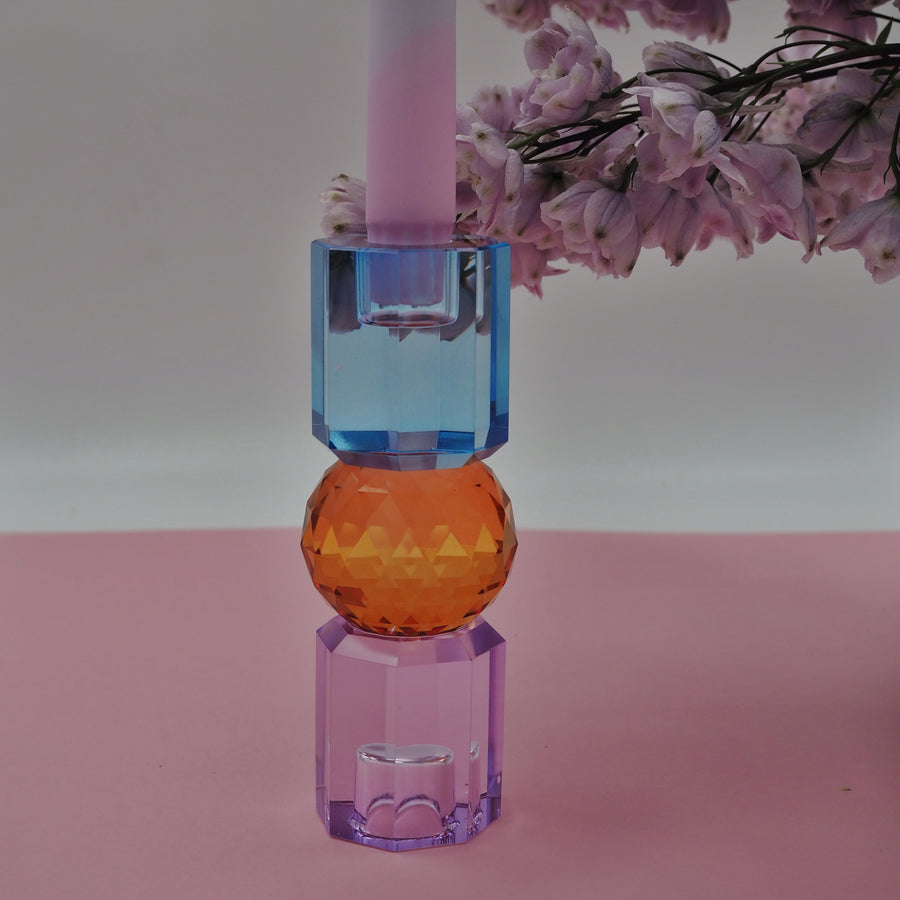 Neo Krystalholder, violet/cobolt/rav, 6*6*16,5cm