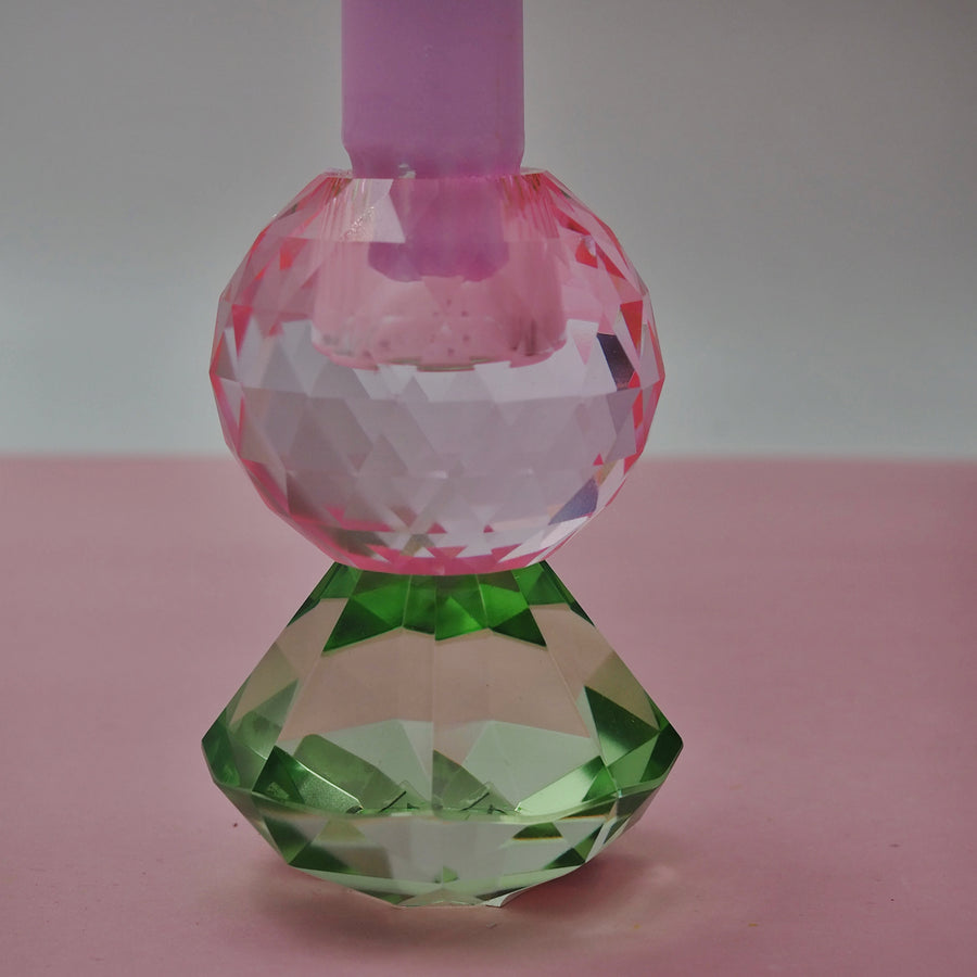 Nio Krystall Lysestake Pink/Mint H10*6