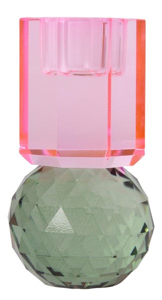 Neo Krystall Lysestake Pink/Olive H10,5*6cm
