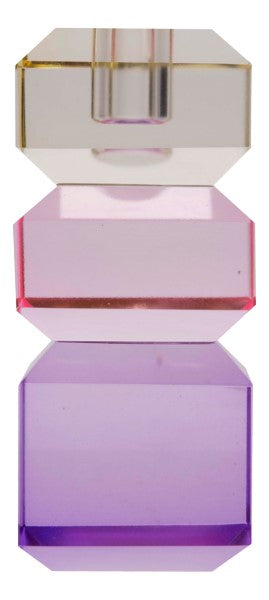 Tio Krystall lysestake Smør/Pink/Violet 6*6*13cm