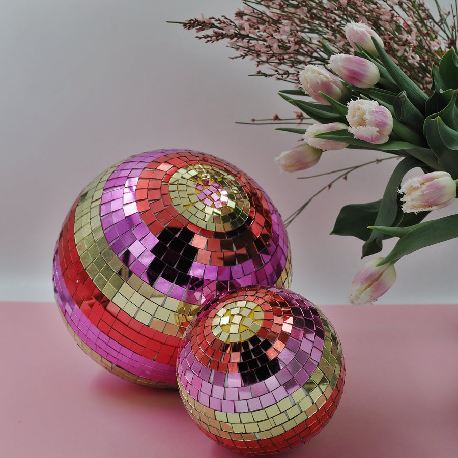 Disco Ball Gold & Pink Medium 15cm