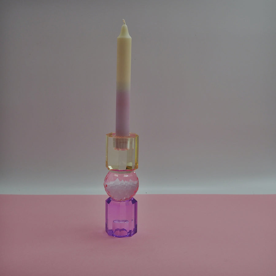 Neo Krystall Lysestake Butter/Rose/Violet 16,5*6cm