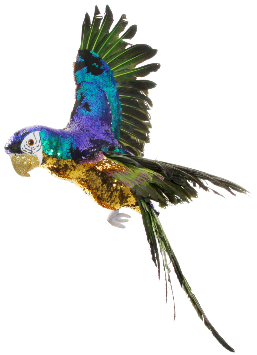 Julekule - Parrot flying gold-blue-green 50cm