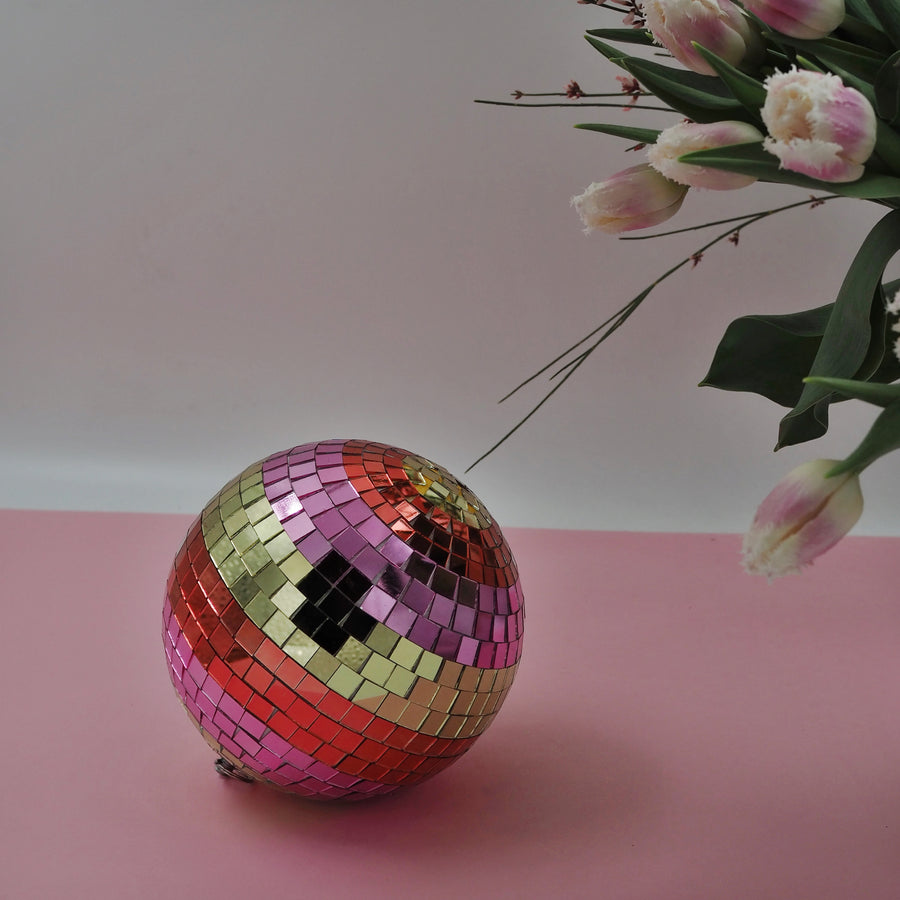 Disco Ball Gold & Pink Medium 15cm