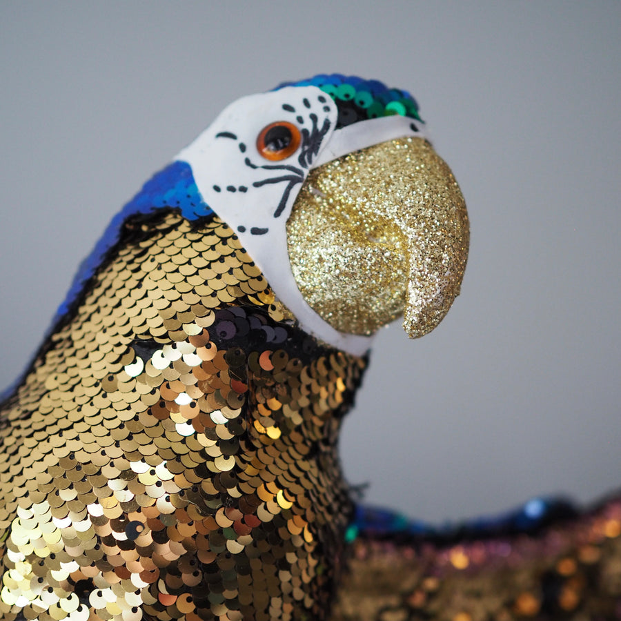 Julekule - Parrot flying gold-blue-green 75cm