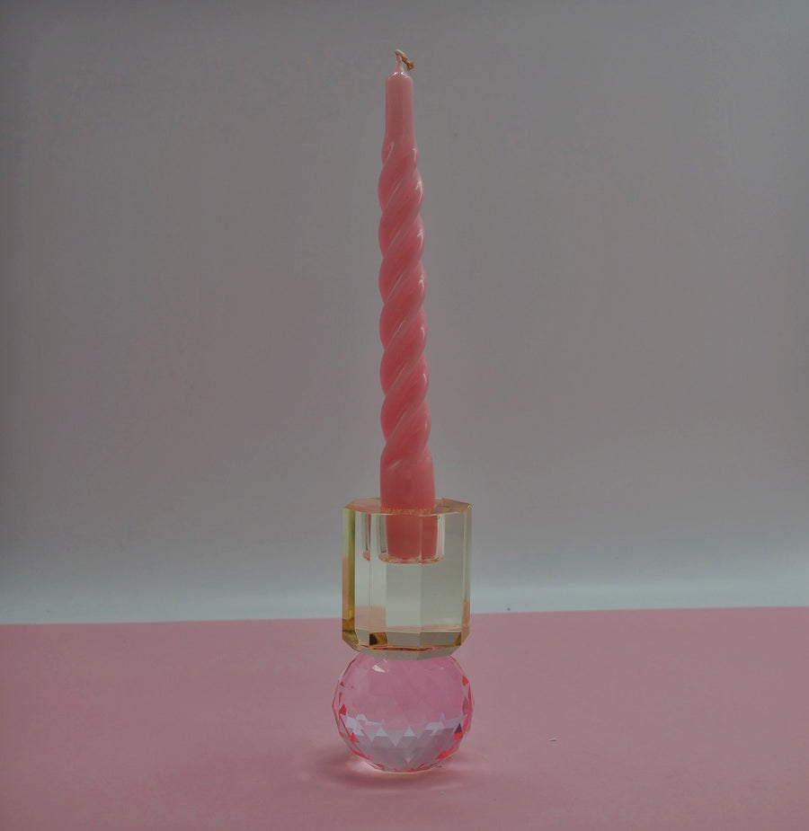Neo Krystall Lysestake Butter/Pink H10,5*6cm