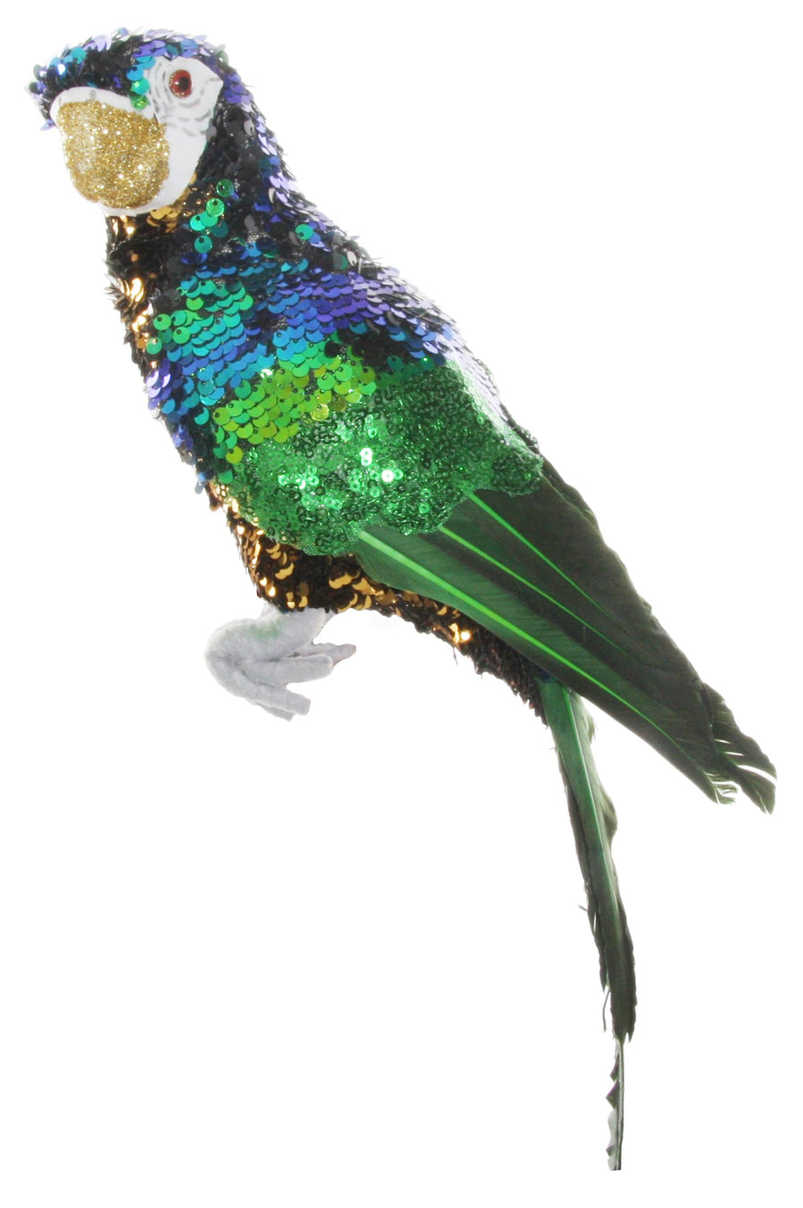 Julekule - Parrot sitting gold-blue-green 40cm